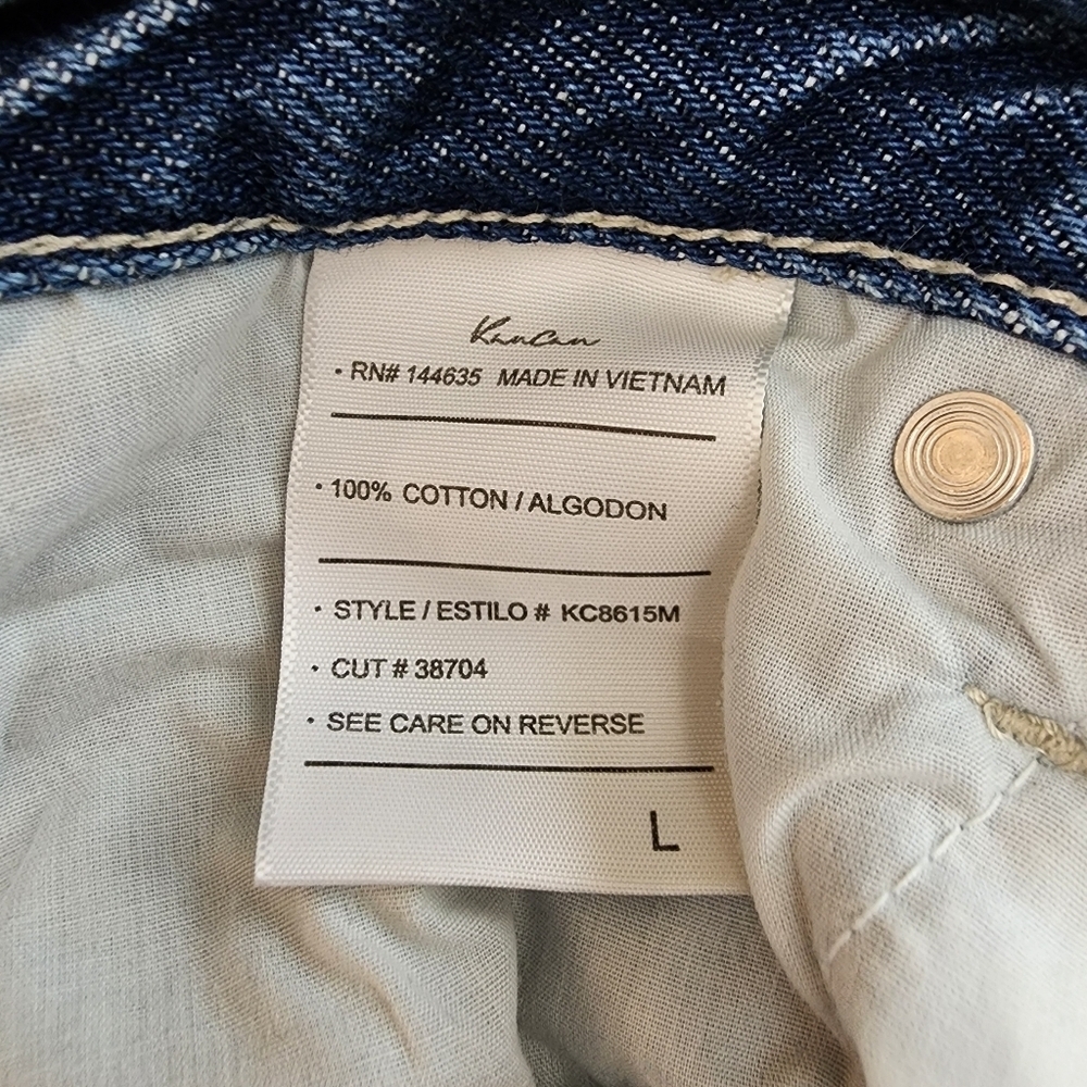 KanCan Blue Denim Jeans Women Size L distressing Button Fly Cotton High Rise - Picture 6 of 7